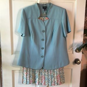 Vtg Leslie Fay 2-Piece Jacket and Floral Skirt Set